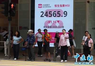 香港恒生指数跌91.16点　报24565.9点