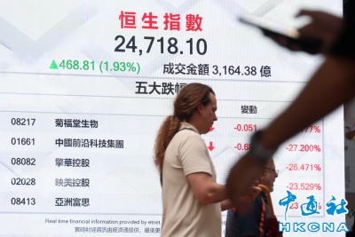 香港恒生指数涨468.81点　报24718.1点收盘